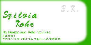 szilvia kohr business card